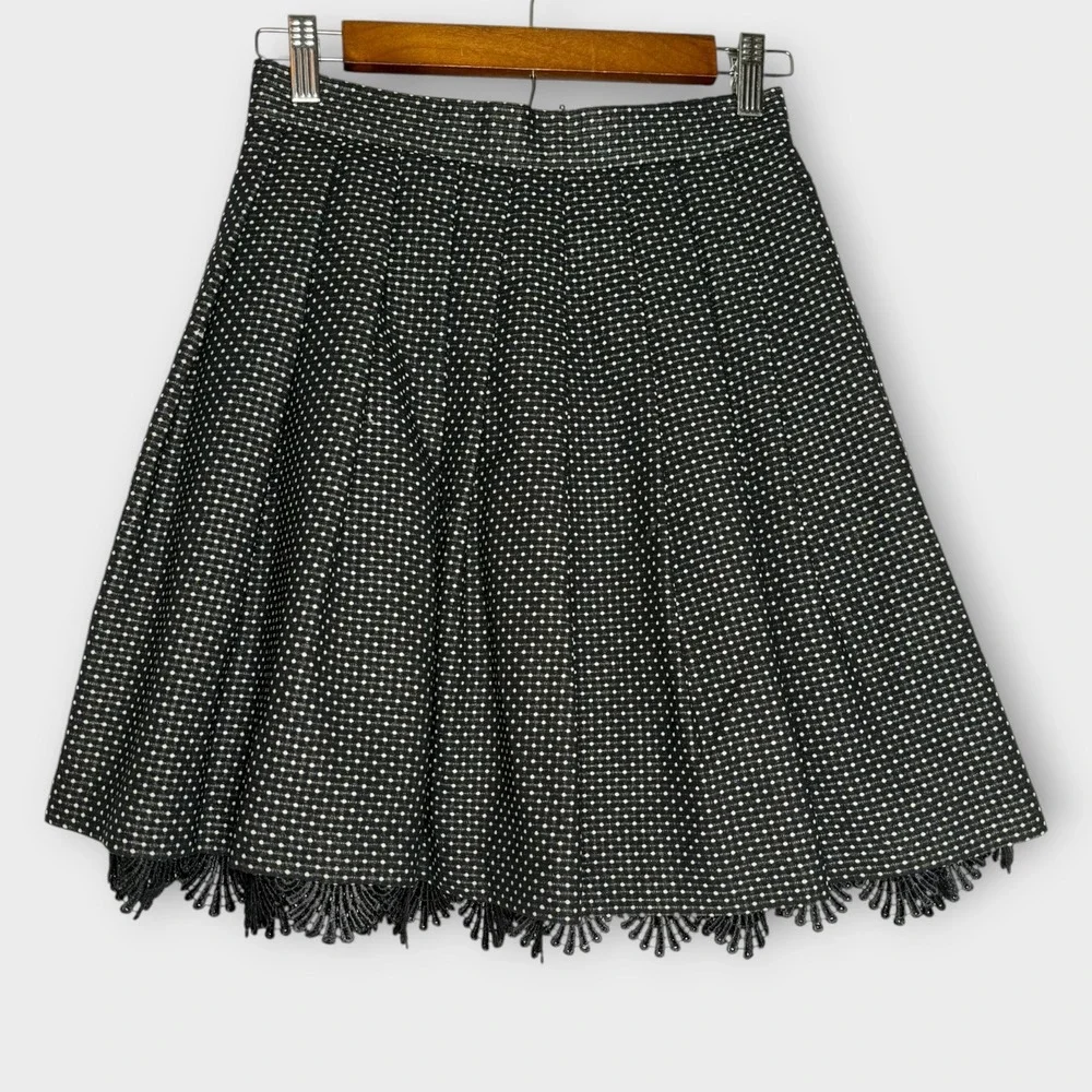 Retro Black White‎ Polka Dot Skirt Lace Twirl Pin Up Whimsygoth Glamour Sz Small